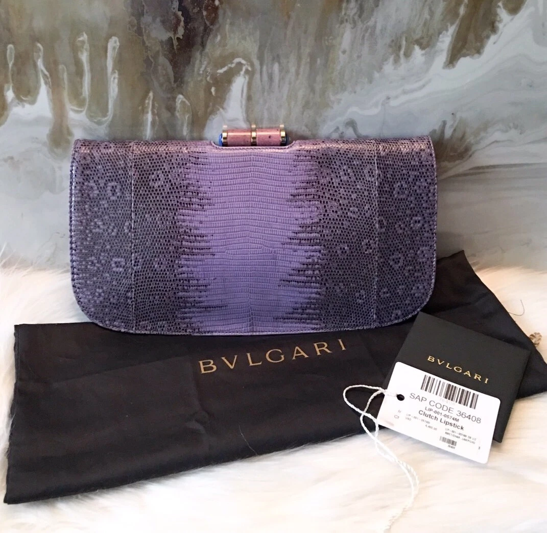 4500 Bulgari Bvlgari Purple Lizard Skin Lipstick Clutch