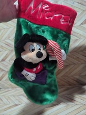 Vintage Santas Best Disney Mickey Santa Plush 3D Christmas Stocking Made In USA