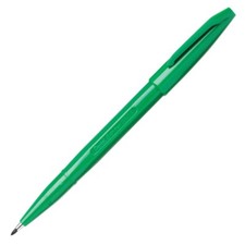 S520-D Pentel Sign Pen Stick Marker, Fine Point, Green Ink, Pack of 10