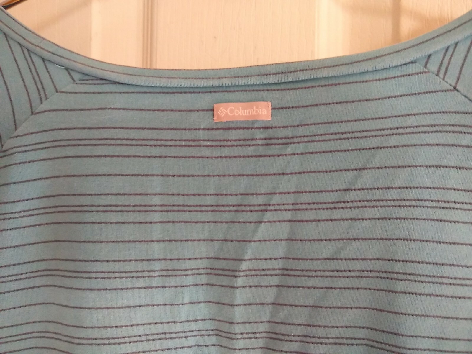 Columbia Basic T-Shirt Large Turquoise Striped Co… - image 5