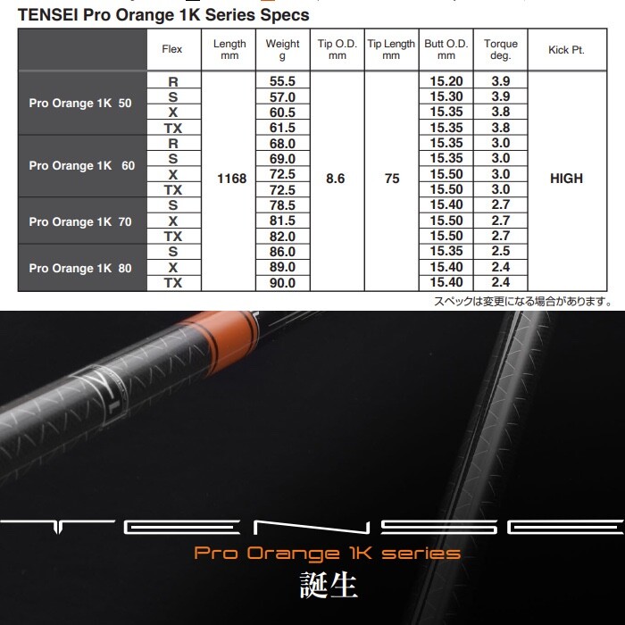 Mitsubishi Chemical Golf Tensei Pro Orange 1k Japan Limited