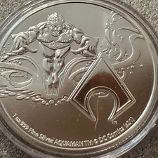 Aquaman 1 oz .999 Silver $2 Coin DC Comics Justice League Trident of Atlantis 
