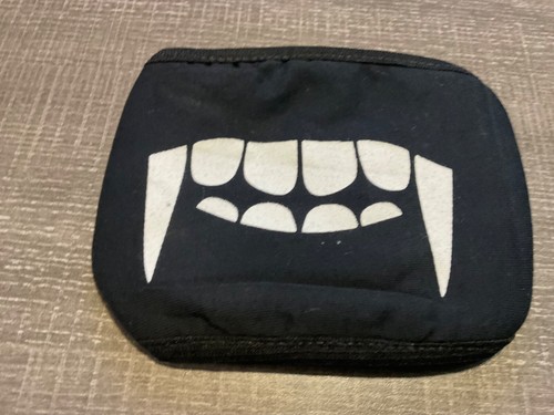 Cartoon Face Mask Cover Funny Unisex Teeth Mouth Black Cotton Printed Washable - Picture 8 of 22