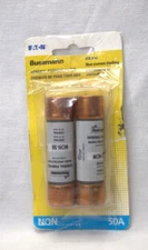 Two Bussman BP/NON-50 amp Cartridge Fuses up to 250 VAC