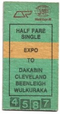 Half Fare Single  Expo to Wulkuraka No 4587 Front & Back shown