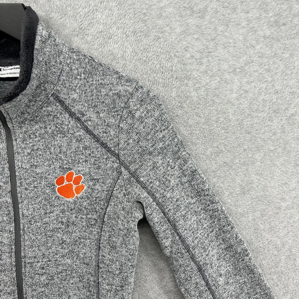Куртка женская Champion маленькая серая с длинным рукавом на молнии рукав Clemson Tigers - Изображение 3 из 4