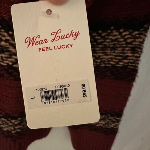 Suéter de lana Jacquard Cabernet Fair Isle para hombre Lucky Brand cuello redondo talla L nuevo con etiquetas - Imagen 3 de 7