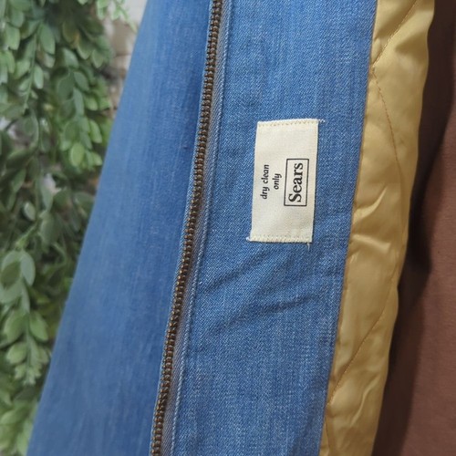 Vintage 60's 70's Sears Denim Bomber Jacket Men's XL Scovill Sherpa Quilted RARE - Imagen 13 de 16