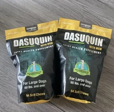 2x Nutramax DASUQUIN MSM Joint Health Supplement Large Dogs 84 Soft Chews 10/26+