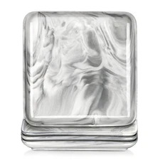 MALACASA 10" Square Dinner Plate Set of 4 Porcelain Kitchen Plates Marble Grey