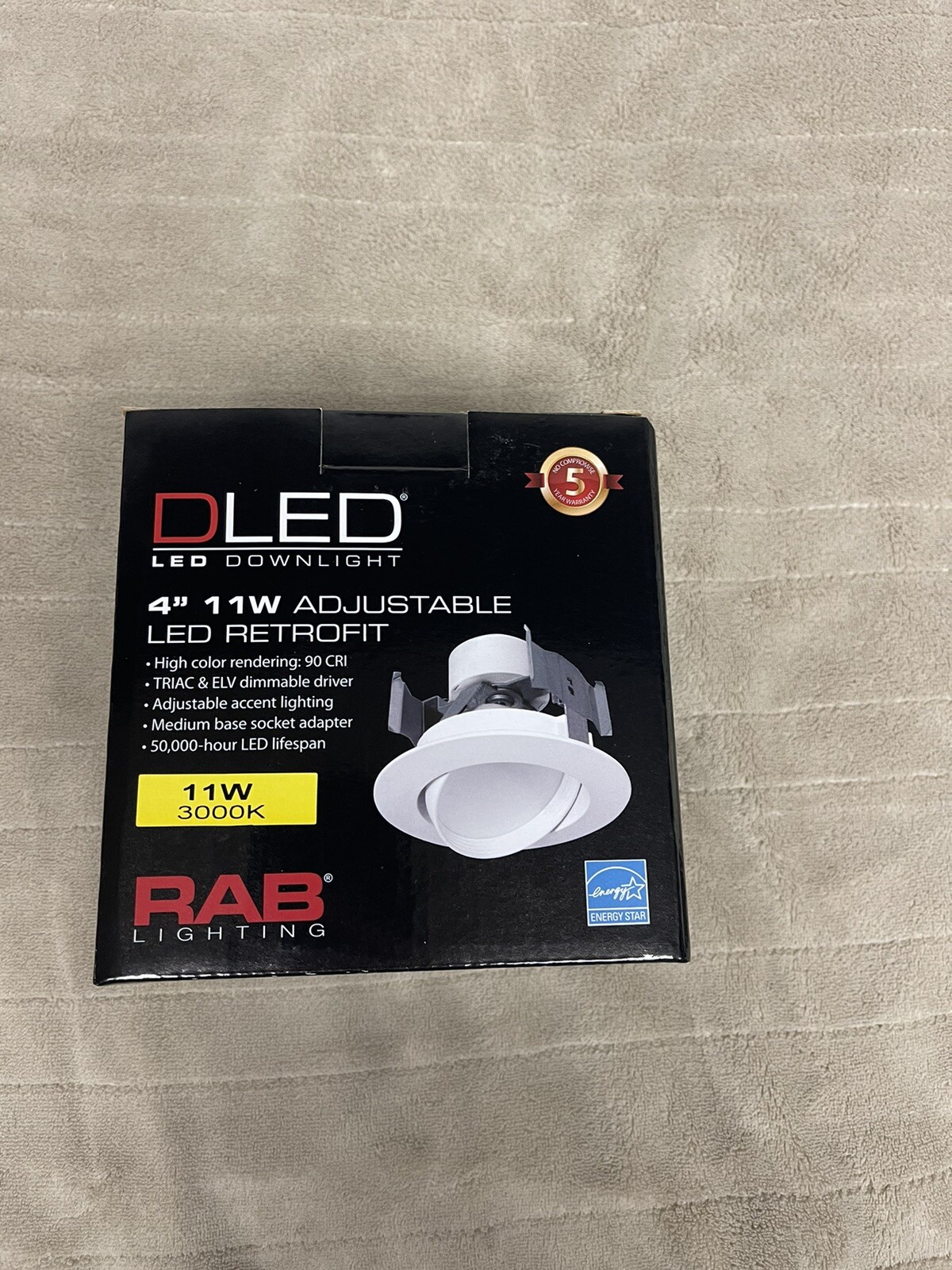 Rab DLED4R11Y - 11W LED Retrofit Downlight - 3000K