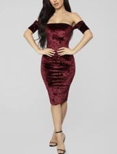 Fashion nova - velvet midi dress - wine - XL