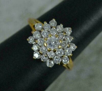 2CT Round Cut Simulated Diamond Cluster Wedding Ring 14K Two-Tone Gold Plated