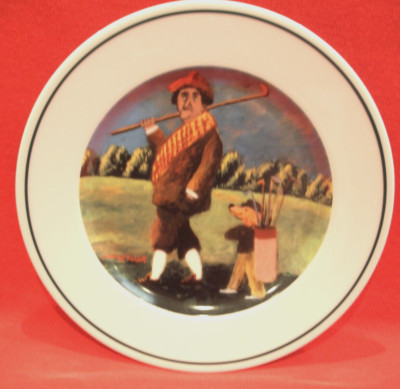 ESCHENBACH PORZELLAN GERMANY GUY BUFFET LINKS SERIE ~ DER CADDY ~ GOLF 8'' TELLER