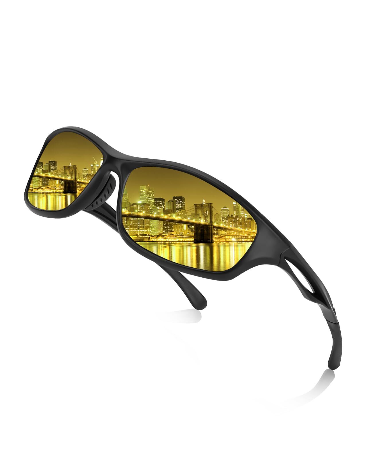Night Driving Glasses Anti Glare HD Polarized Yellow Tint for Men Women  