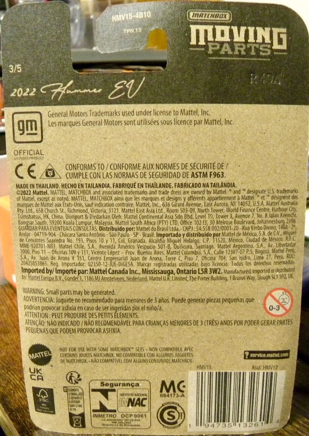 Matchbox Moving Parts 70 Year Special Edition 2022 HUMMER EV