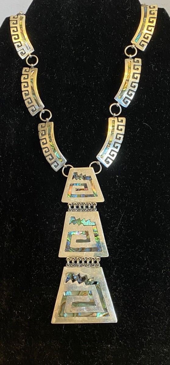 アクセサリー Vintage Mexican Silver Inlay Necklace925 Vintage Mexican Silver Inlay Necklace925