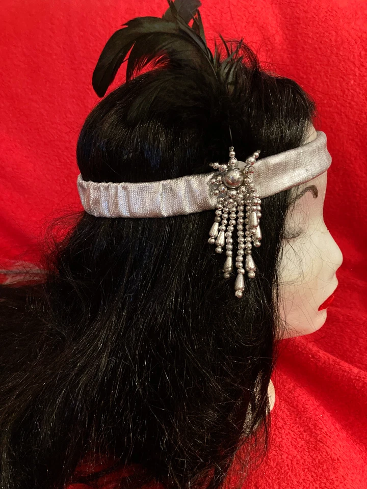 Peluca de carnaval para mujer 2 piezas negra/plateada Foto 4 de 4