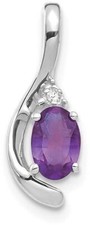 14k White Gold Amethyst Diamond Pendant XBS373