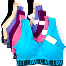 Women's 3/6 Pack Seamless Wireless Bra Sports Bras Comfortable Yoga GIVE LOVE XL