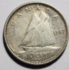 1947 Canada 10 Cents Silver