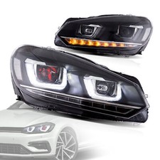 Demon Eyes Led Headlights Set For 2010-2014 Volkswagen Golf 6 Mk6 Wsequential Demon Eyes Led Headlights Set For 2010-2014 Volkswagen Golf 6 Mk6 Wsequential