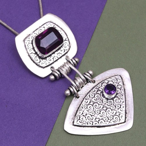 Set Amethyst Pendant Earrings Earring Necklace Gifted - Picture 2 of 11