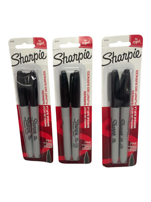 3 pk - Sharpie Fine Point Permanent Markers 2pk Black Ink - Damaged packages