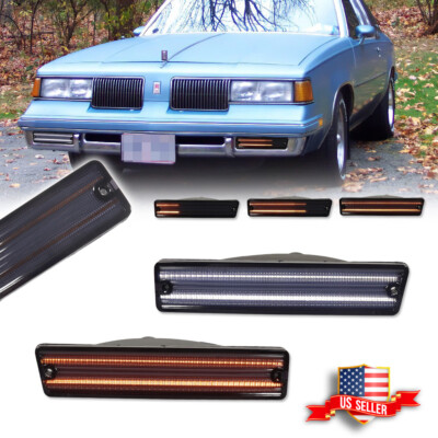 Smoke Switchback LED DRL Turn Signal Lights For 81-88 Oldsmobile Cutlass Supreme