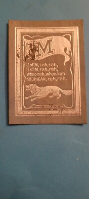 university of michigan tobacco c1910s large tobacco leather UNIVERSITY OF MICHIGAN college cheer / yell  Gilted