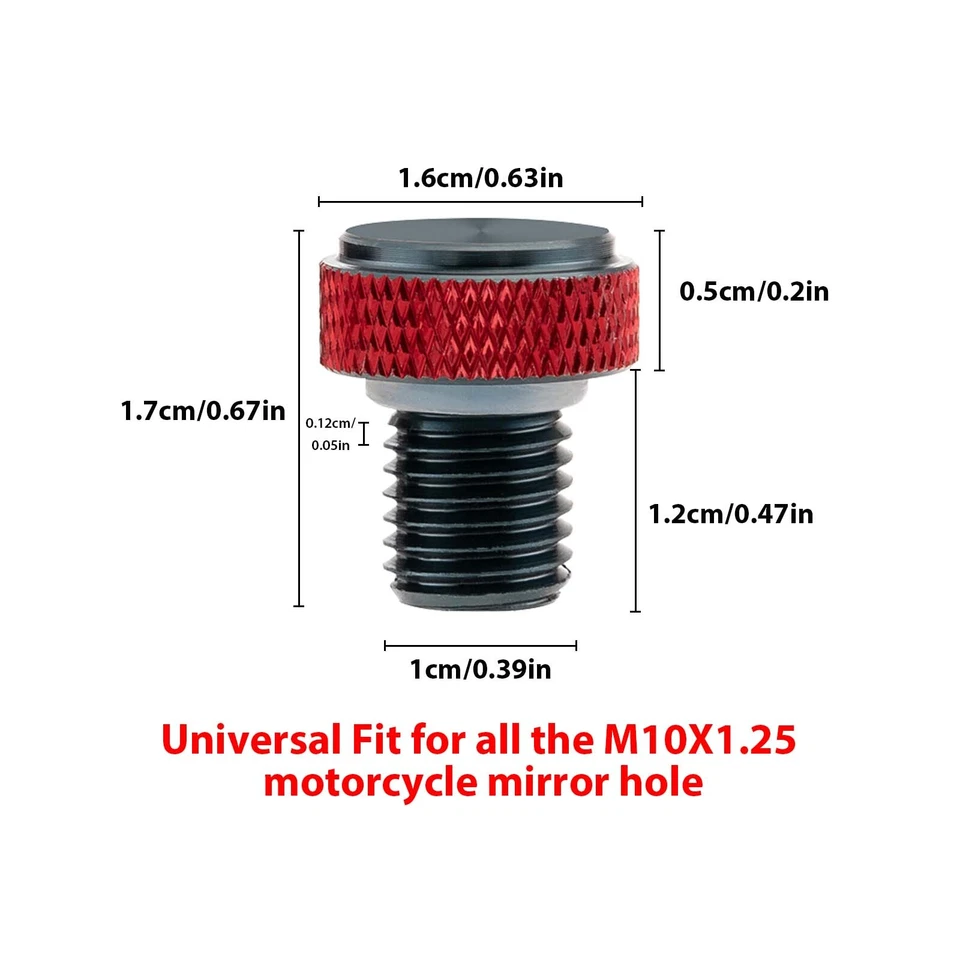 3x Tapones de orificio para espejo retrovisor motocicleta M10x1.25 aptos para Honda CBR1000R CBR600R CRF250R Foto 2 de 4