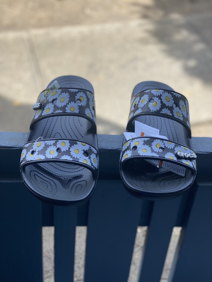 Crocs Men\'s Classic Sandal Slide Black Daisy Sz13 US Crocs Unisex Men main image 4