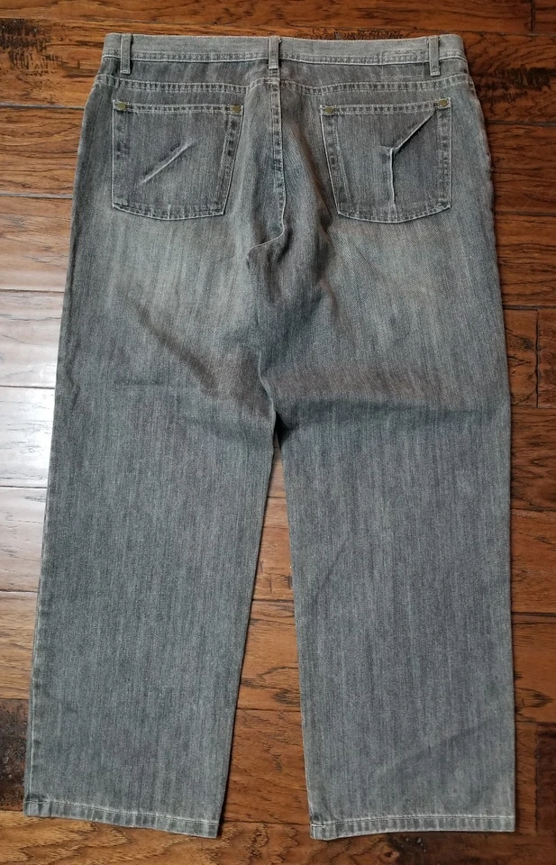 Pantalones de mezclilla para hombre Murano deportivos gris calce relajado botón mosca talla 38 entrepierna 29" (Invent.m8 Foto 3 de 4