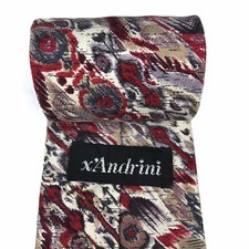 x'Andrini Red Multi-color Italian Silk Tie Men's Abstract Funky Necktie 3.75x55"