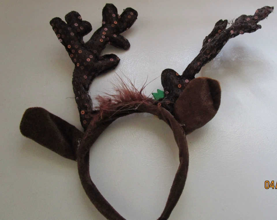圣诞驯鹿耳朵头带带铃铛和亮片超级可爱女式或青少年 — 第 4/4 张图片