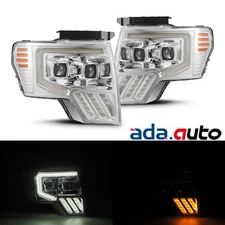 For 2009-2014 Ford F150 Chrome PRO-Series Dual Projector Halogen Headlights Pair