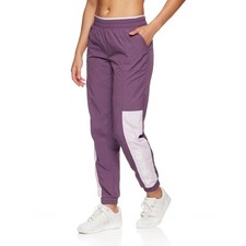 Reebok Womens Purple Colorblock Nylon Mesh Lined Track Pants Joggers XL