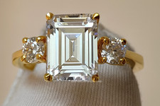 IGI Certified 3.50Ct Emerald Lab Grown Diamond Engagement Ring 14K Yellow Gold