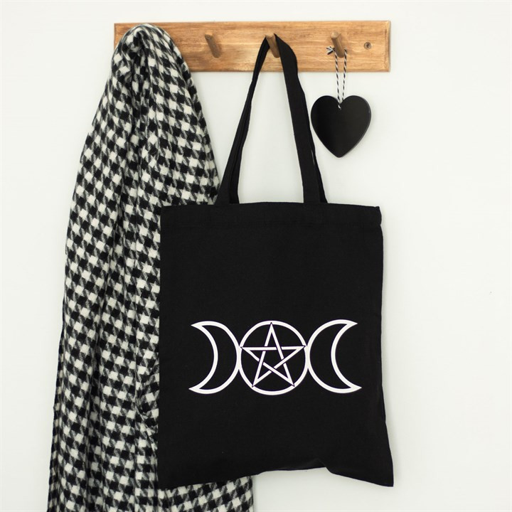 Triple Moon Polycotton Reusable Tote Gothic Shopping Bag