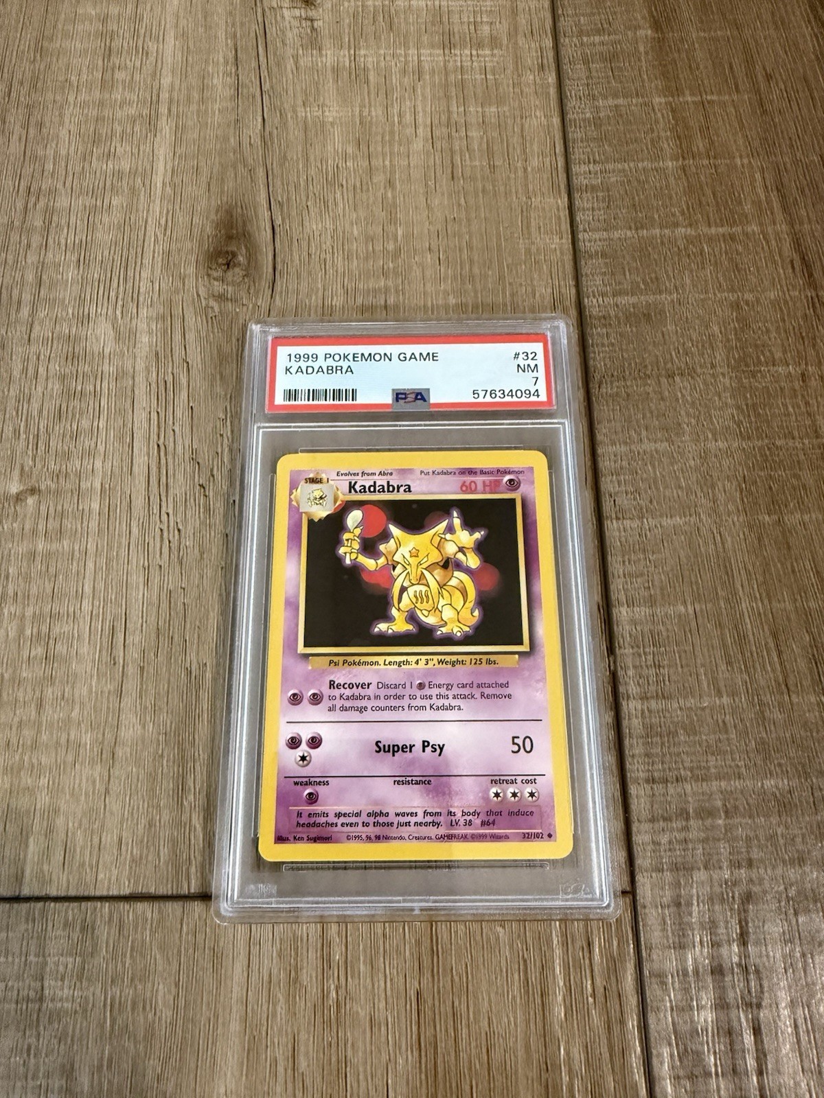 1999 Pokemon Base Set #32/102 Kadabra PSA 7 NM