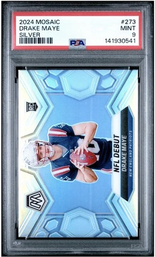 2024 Panini Mosaic Rookie Debut Drake Maye #273 Silver Prizm RC PSA 9 MINT