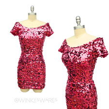 Flirt Maggie Sotero Pink Sequin Mini Dress Size 4 Sparkle Off the Shoulder