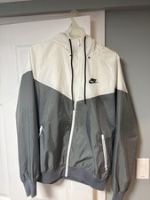 Nike Windrunner Men's Hooded Lightweight Full-Zip Windbreaker White/Grey Size S