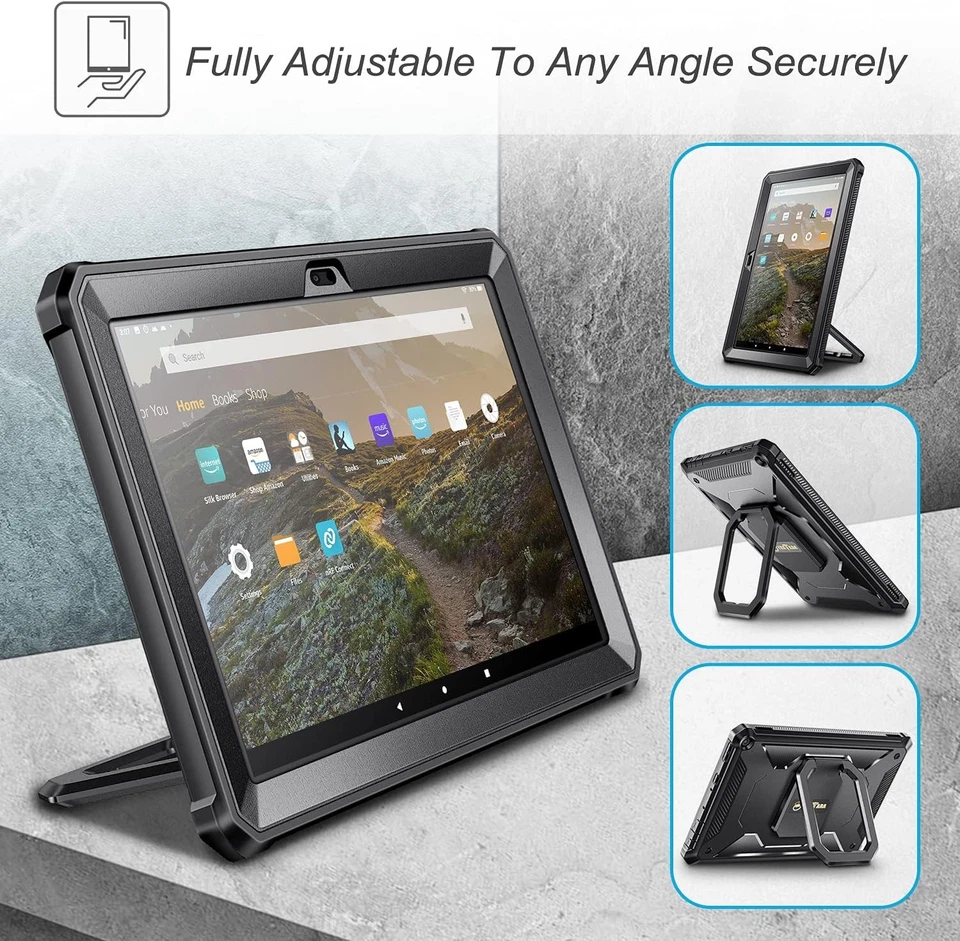 Case for Amazon Fire HD 10 11th Gen 2021 Multi-Functional Grip Carry Stand Cover - Image 4 of 4