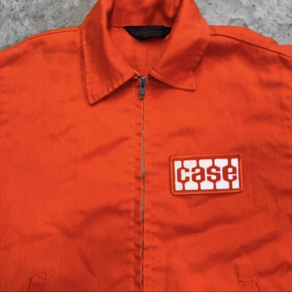 Chaqueta de Trabajo Estuche Vintage Para Hombres Naranja Cremallera Frontal Tareas Abrigo Parche Años 70 80 Foto 4 de 4