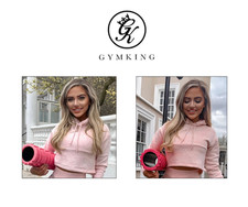 Gym King Womens Sky Crop Pink Hoodie Tracksuit Top Designer Hoody Sports Top