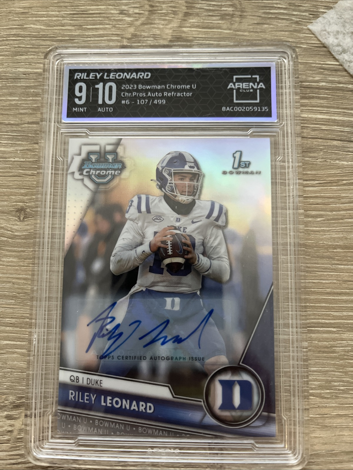 2023 Bowman Chrome U Riley Leonard Chr.Pros Auto Refractor #6 107/499