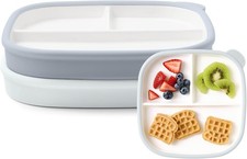 Ello Clean Start Toddler Breakfast Plate 2 Pack  BPA-Free Ceramic Plates with D