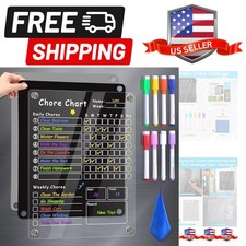 Acrylic Magnetic Chore Chart for Kids, Chore Board, Dry Erase Chore Chart, 12...