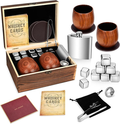 Charred Wooden Bourbon Drinking Glass Wooden Whiskey Glasses Set of 2 17-Piece C